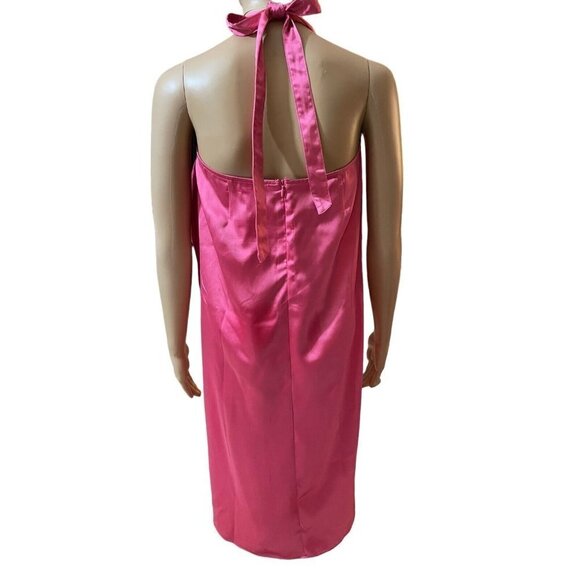 NWT WeWoreWhat Satin Halter Dress Hot Pink Size‎ Medium - Picture 2 of 12
